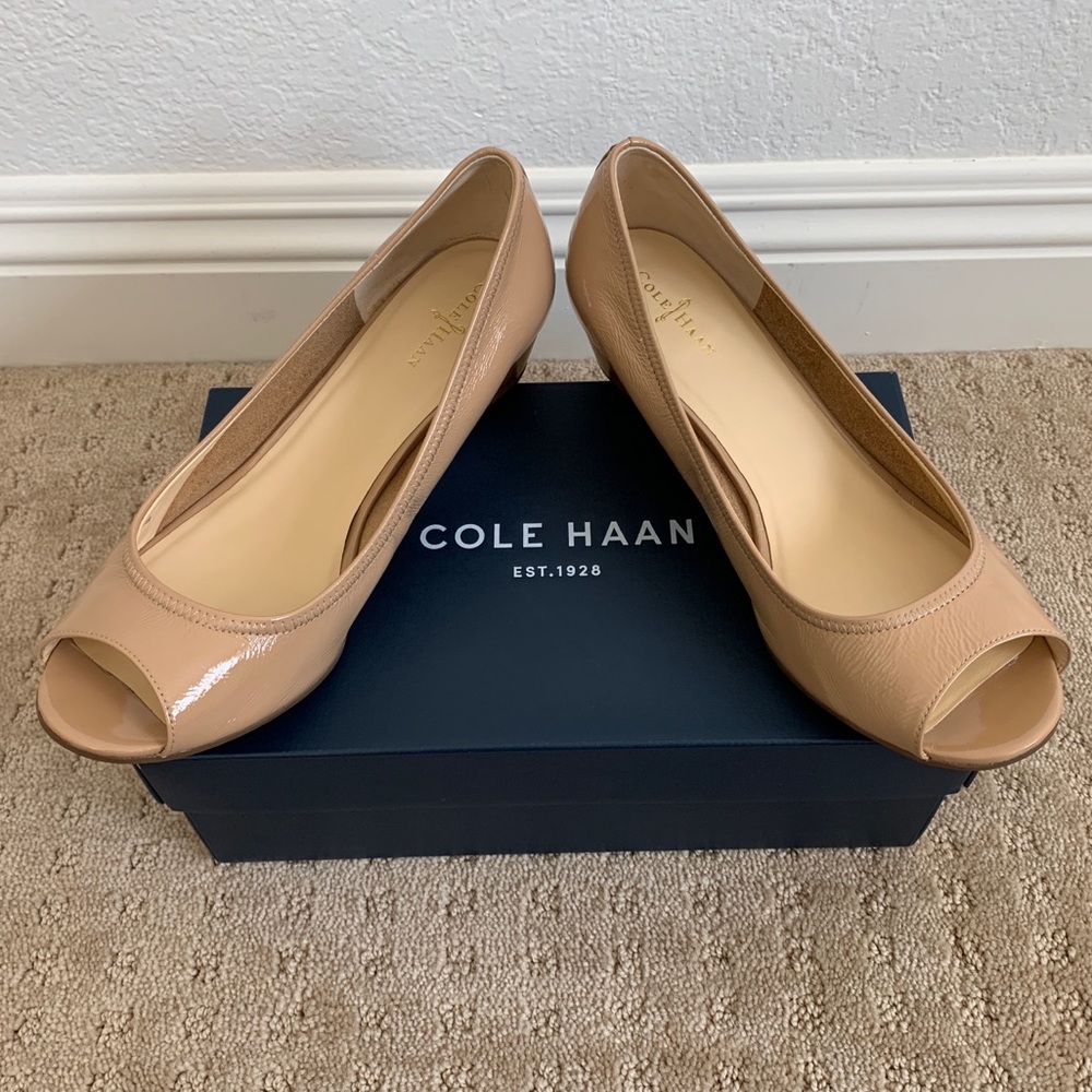 Cole Haan Air Nike Tali Open Toe Wedge Sandstone 9